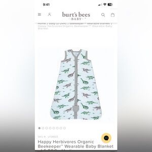 Burt’s Bees Baby 6-12m 1.5 TOG organic cotton sleep sack. Like new!